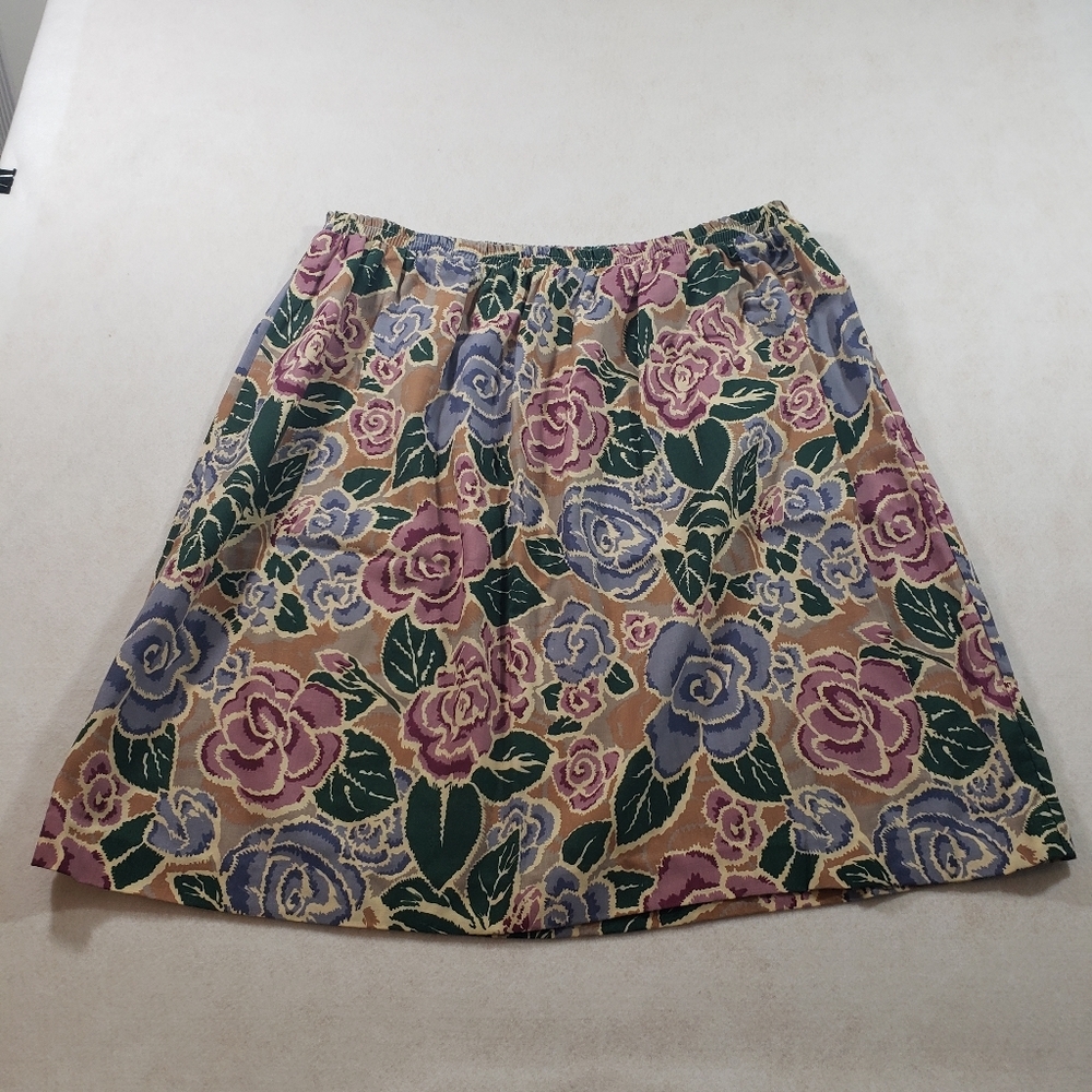 Pants+plus skirt womens floral elastic waistband  midi skirt Vintage 36”…